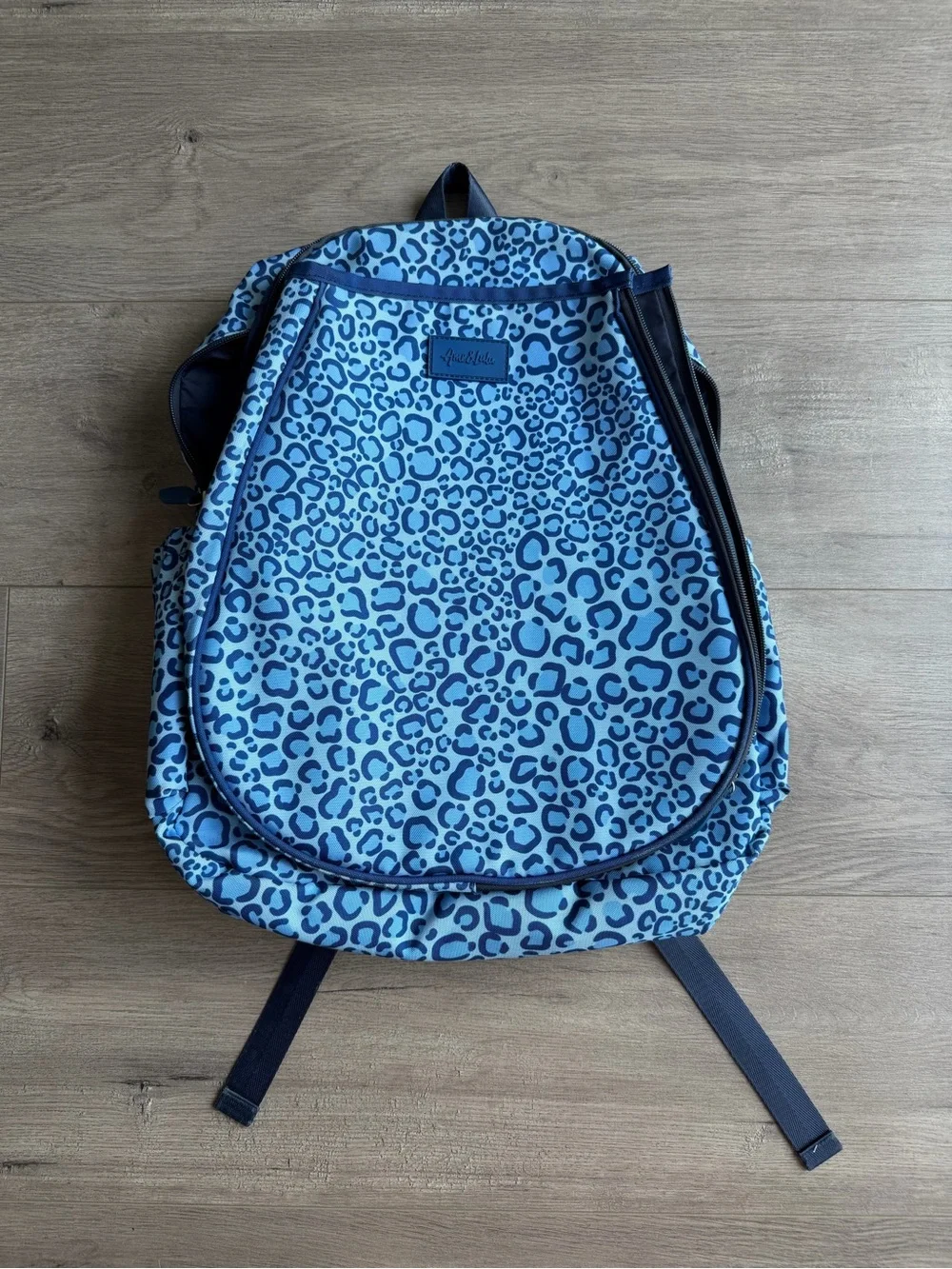 Ame & Lulu Tennis Backpack - blue leopard print
